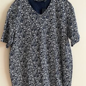 ULLA POPKEN FISH PRINT SHORT SLEEVE TOP - NWT - 16/18